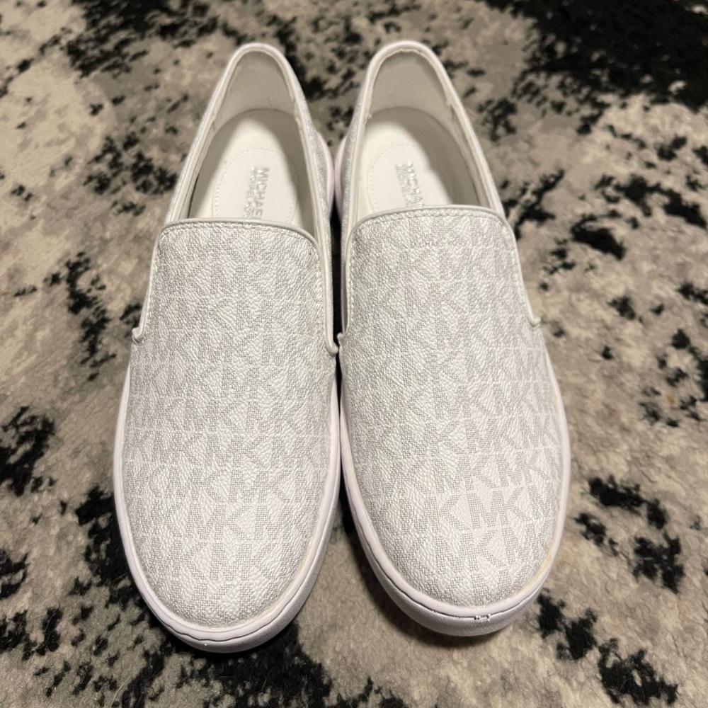 Michael Kors Textured White Slip-On Shoes